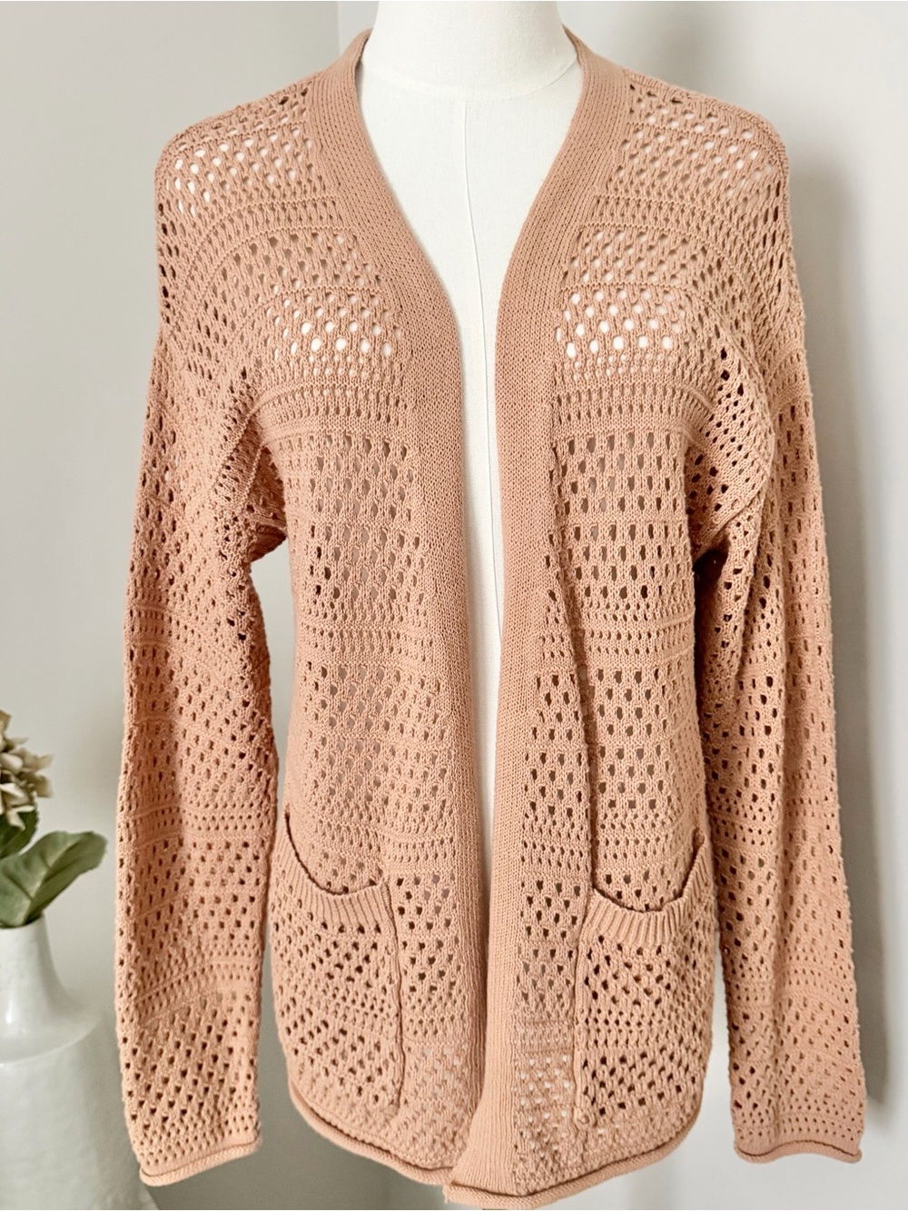 Open Knit Cardigan Sweater